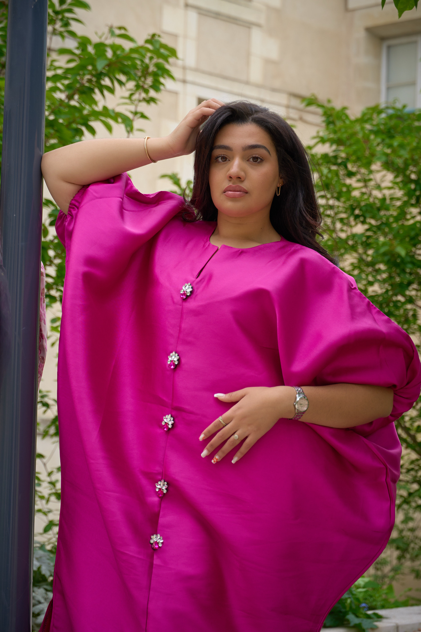 Kaftan Satin Rose Éclat